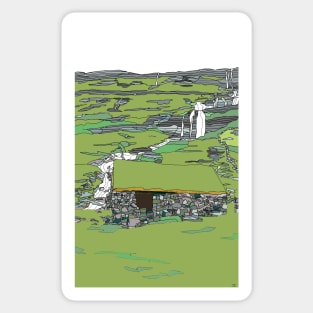 Faroe Islands Landscape with Waterfall Sticker